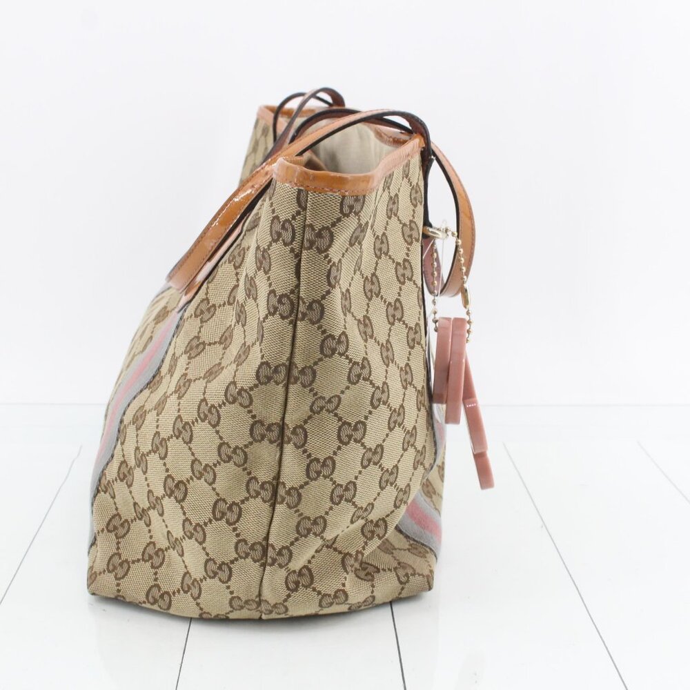 Gucci Tote Bag GG Canvas Beige Orange Chien Pan Gold Hardware - Picture 4 of 11